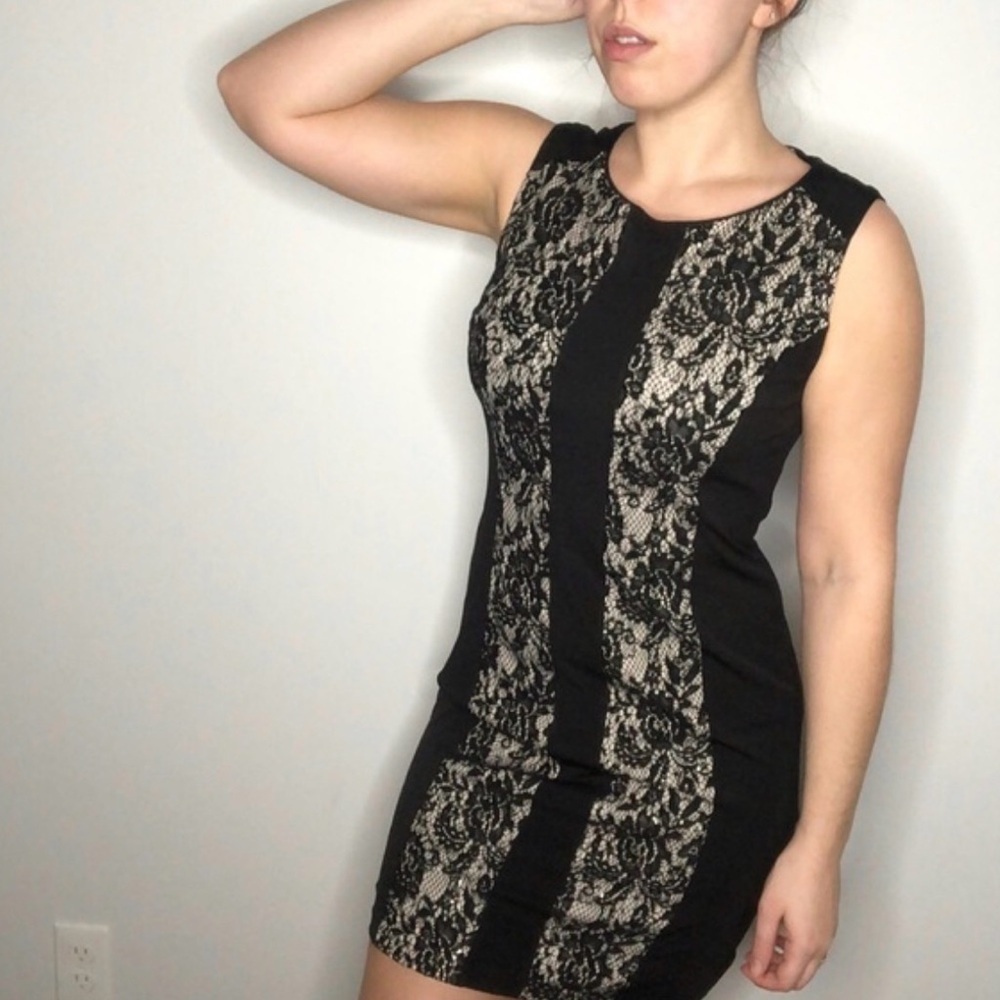 Cynthia Rowley Black and Cream Lace Dress
